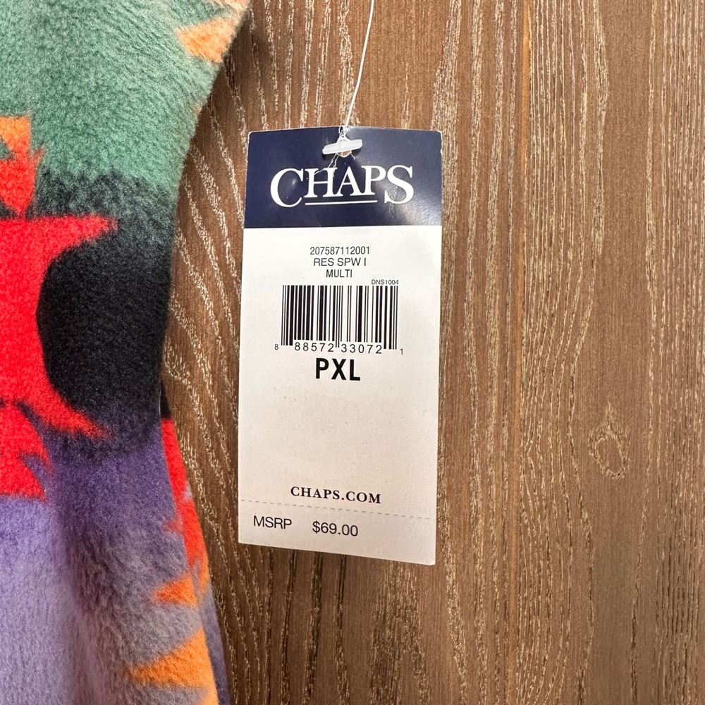 NWT Chaps Southwestern Aztec Multi Color Full Zip Petite XL Fleece Vest Vacation - Picture 4 of 9